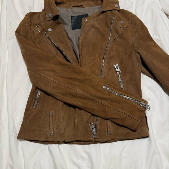Allsaints Suede Goat Leather Women's Jacket US 2 - Picture 4 of 7